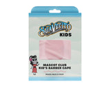 Package of Suavecita Kids' barber cape with pink material on a white background