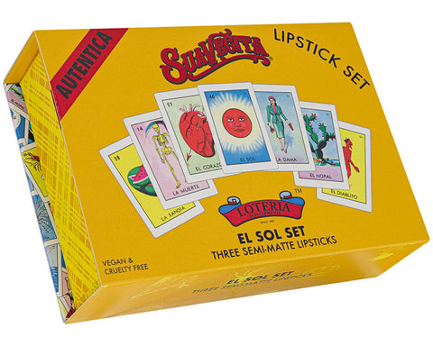 Suavecita X Loteria El Sol Lipstick Set Front