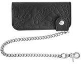 Patterned Chain Wallet - Black - Front