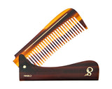 Deluxe Amber Folding Handle Comb - 8" - Folded