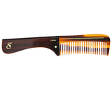 Deluxe Amber Folding Handle Comb - 8" - Open