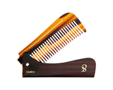 Deluxe Amber Folding Handle Comb - 6.5" - Folded