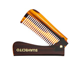 Deluxe Amber Folding Handle Comb - 6.5" - Folded