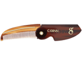Deluxe Folding Mustache Comb - Amber - Back