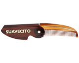 Deluxe Folding Mustache Comb - Amber - Front