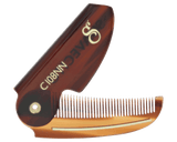 Deluxe Folding Mustache Comb - Amber - Folded