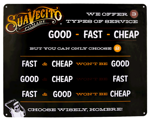 Good Fast Cheap Metal Sign - Front View