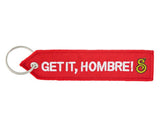 Red Key Tag With Get It, Hombre Text